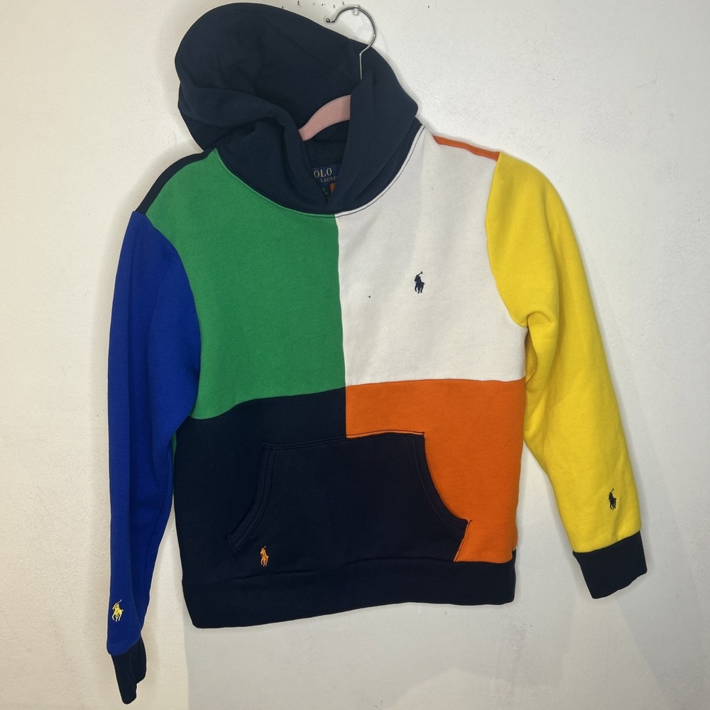POLO RALPH LAUREN Big & Tall Colorblock Cotton Blend Fleece Pullover Hoodie Sz L